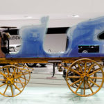 The unrestored P1 Electric car model on display in the Porsche Museum